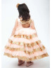 Peach Tulle Gold Sequin Tiered Flower Girl Dress
